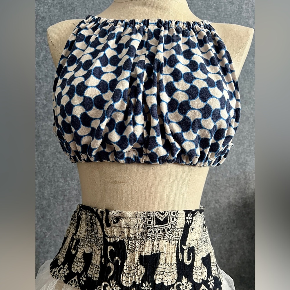 Blue Linen Crop and Skirt Matching Set - Picture 4 of 17